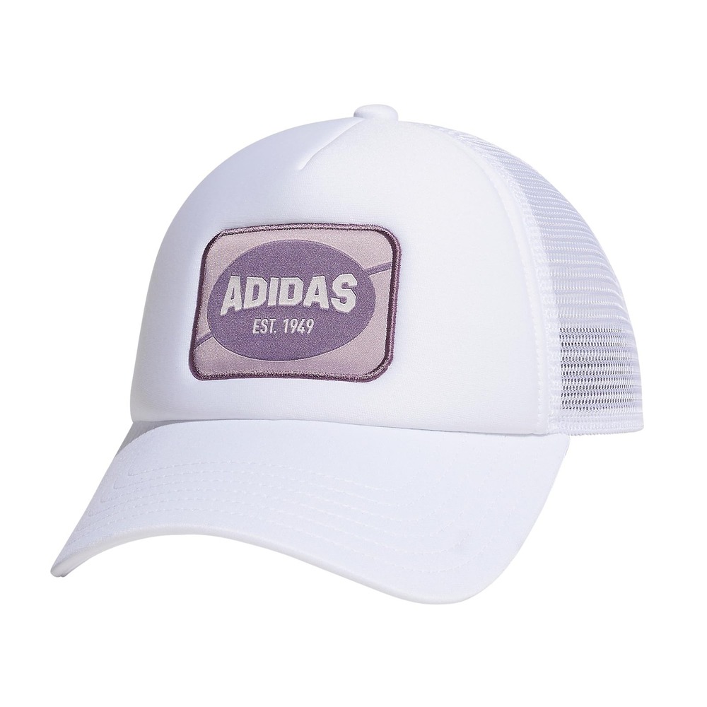 Adidas Foam Front Trucker Hat Logo Mesh Snapback White Purple Unisex OS NWT